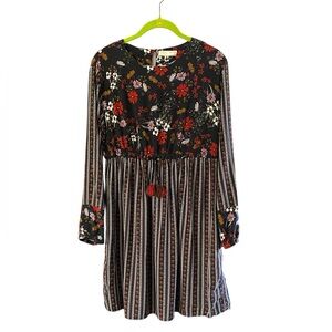 Zara girls Soft collection Boho Floral Long Sleeve Dress